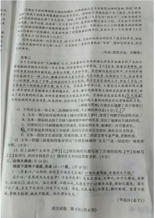2020年河南郑州中考语文真题