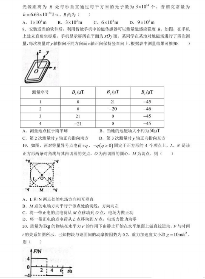 2022全国乙卷高考物理试卷及答案