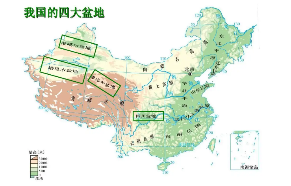 中国盆底分布图图片