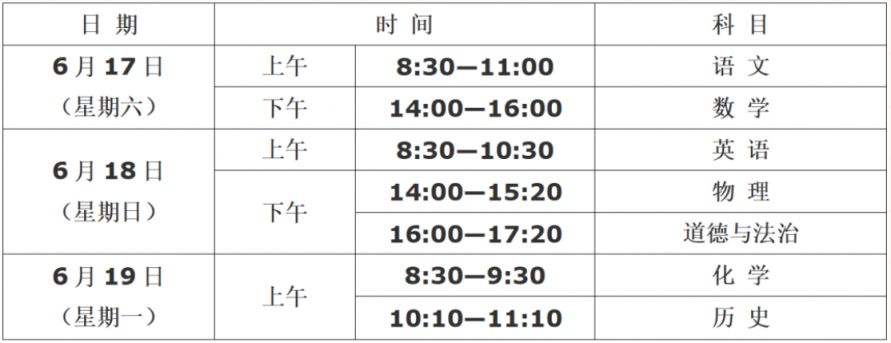 2023年陕西中考具体时间