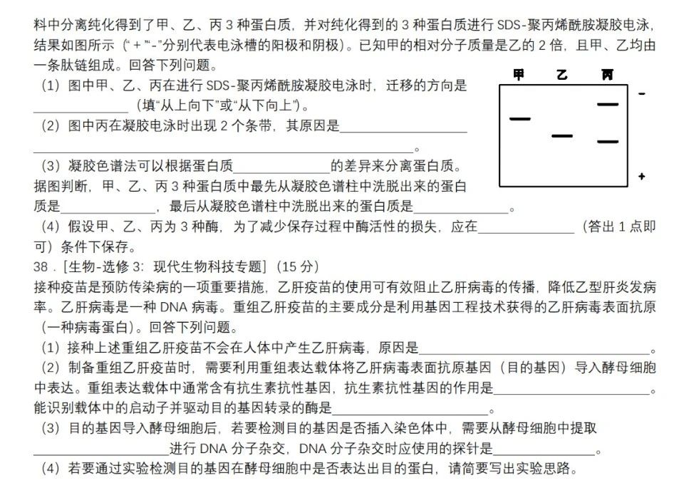 2023年全国甲卷生物试题及答案解析