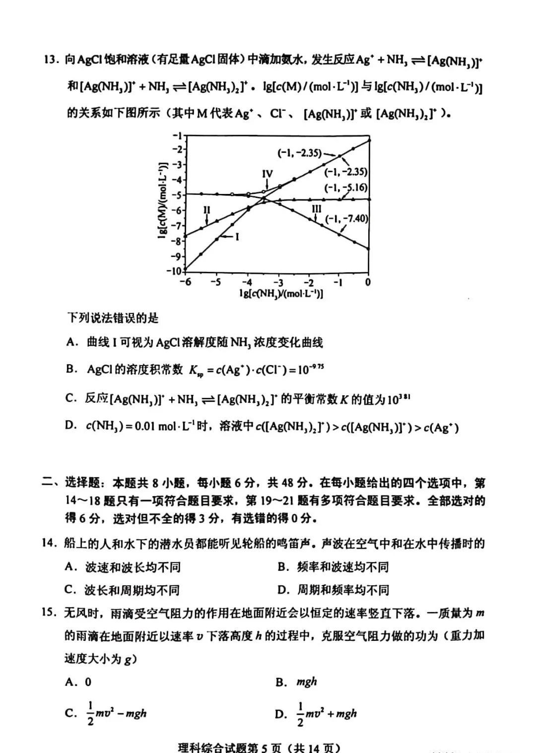 高考2023新课标二卷理综试题图