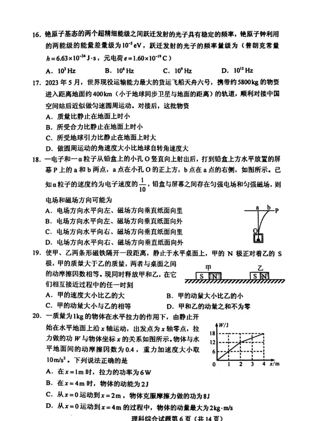 高考2023新课标二卷理综试题图