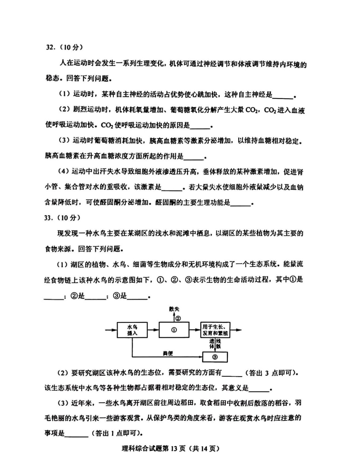 2023年新课标Ⅱ卷理综试卷及答案