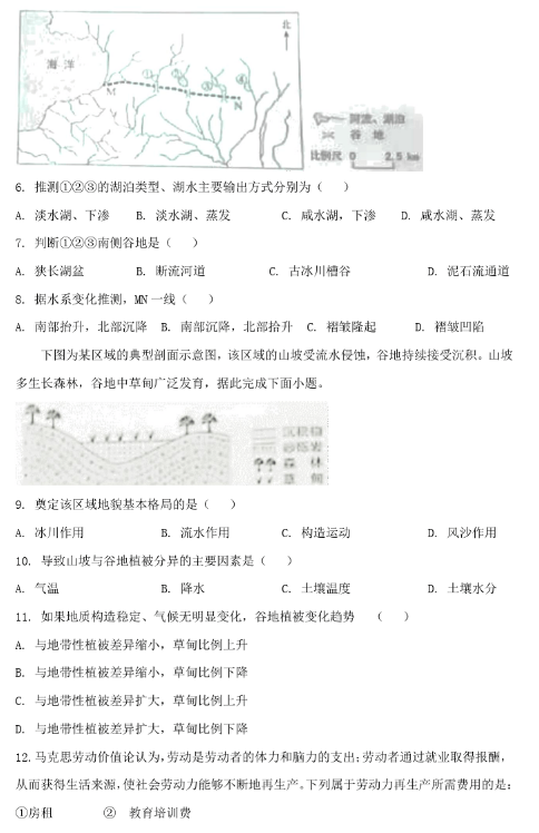 高考文综试卷2023（全国甲卷）