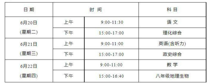 2023荆州中考时间安排表