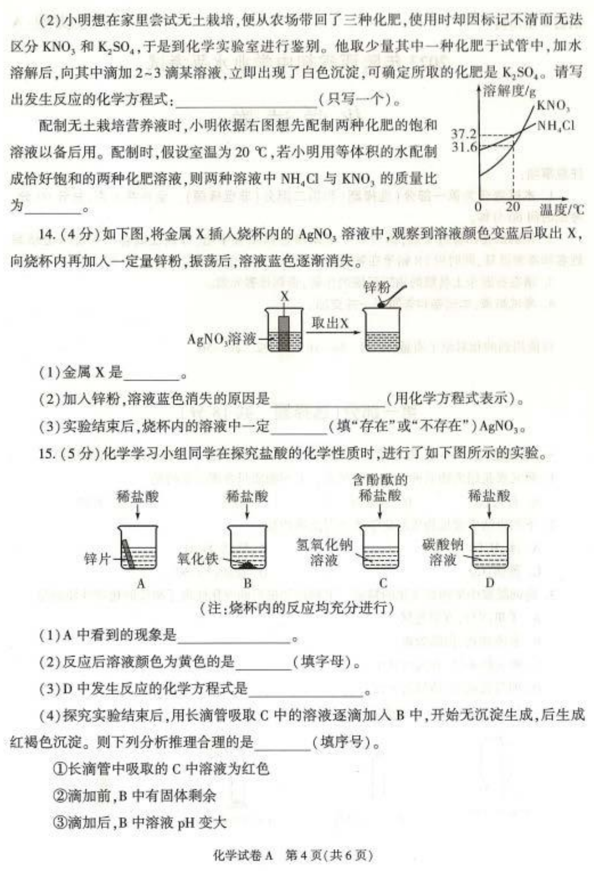 2023年陕西中考化学真题