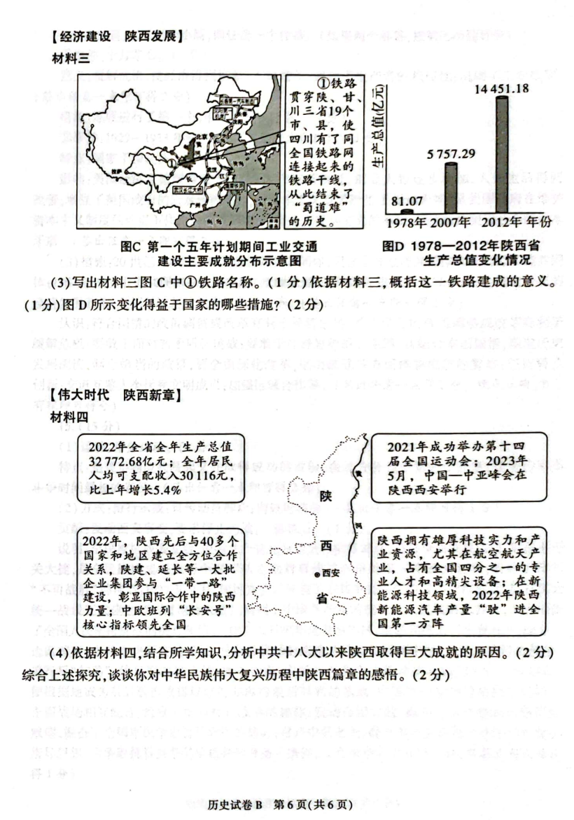 2023年陕西中考历史试题