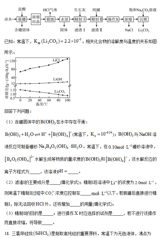 2023山东高考化学试卷