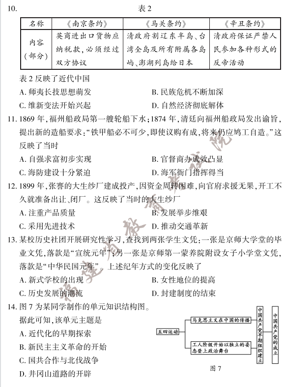 2023福建省中考历史题卷(含答案解析).