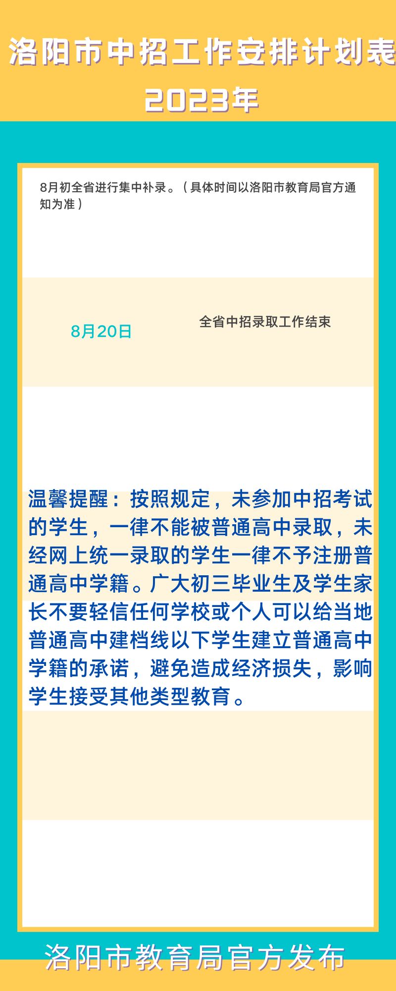 洛阳中考2023录取日程表公布