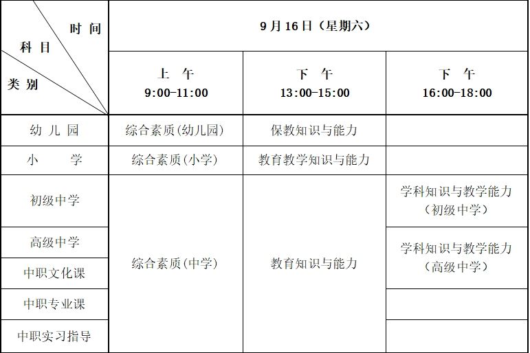 河北教资2023下半年笔试考试时间安排表