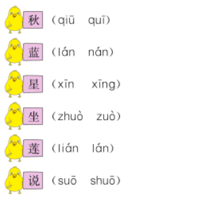 一年级上册语文第五单元生字表组词带拼音