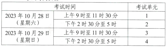 湖南张家界2023年10月自考时间