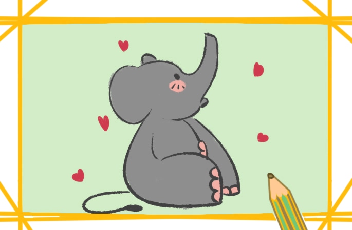 漂亮好看的大象上色简笔画要怎么画