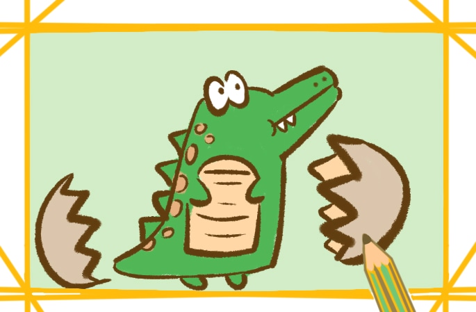 超可爱的鳄鱼上色简笔画要怎么画
