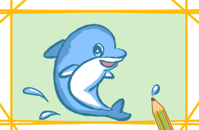 海豚卡通简笔画图片带颜色怎么画