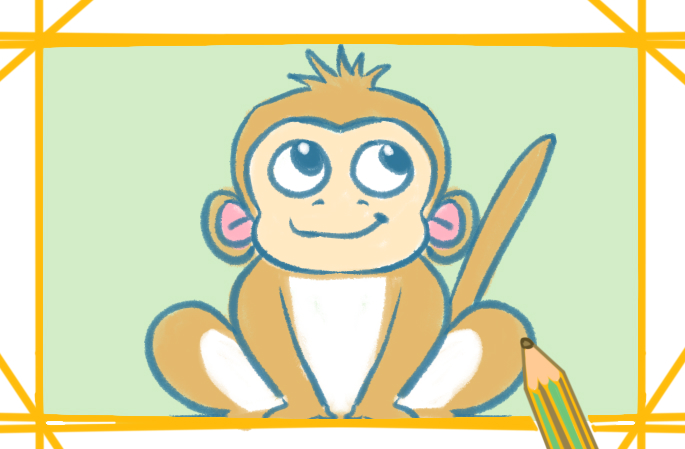 聪明的猴子上色简笔画图片教程