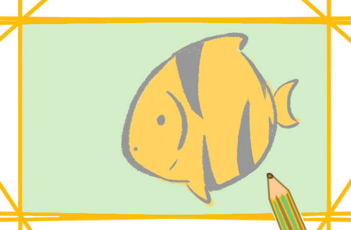 海洋生物之蝴蝶鱼简笔画图片教程步骤