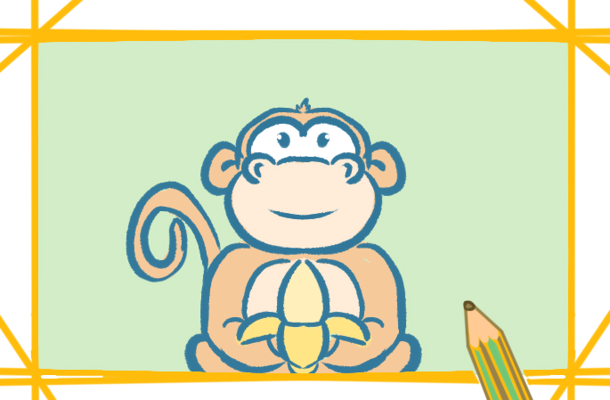 吃香蕉的猴子上色简笔画要怎么画_猴子简笔画