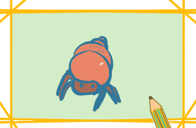 可爱的寄居蟹上色简笔画要怎么画