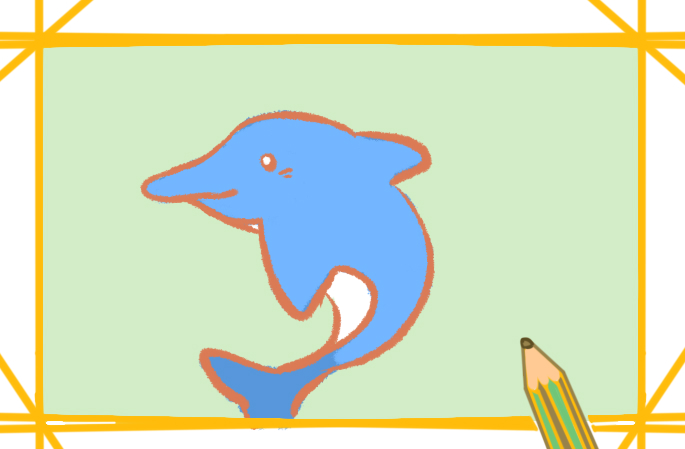 卡通海豚简笔画图片带颜色怎么画好看