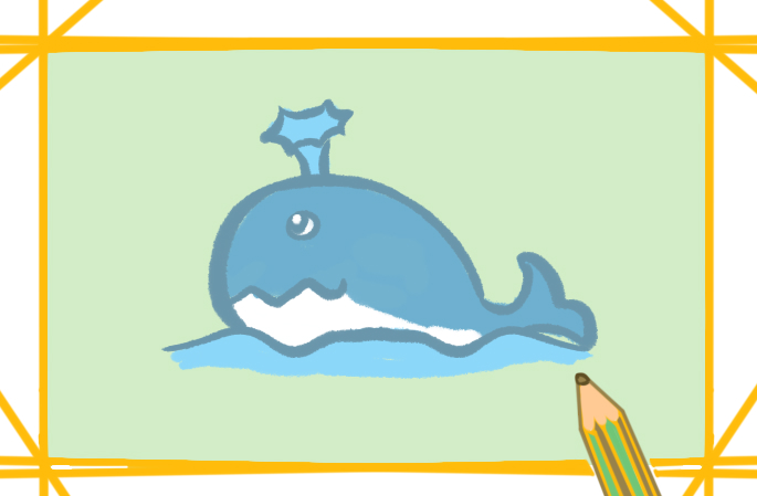 喷水的蓝鲸上色简笔画要怎么画