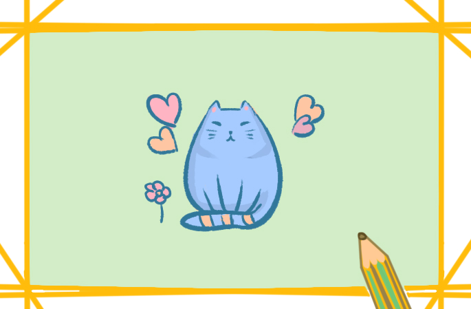 蓝色小猫上色简笔画要怎么画
