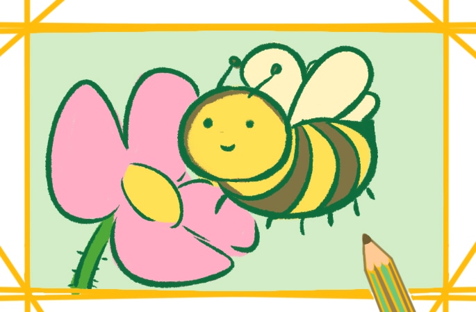 可爱的卡通蜜蜂上色简笔画要怎么画