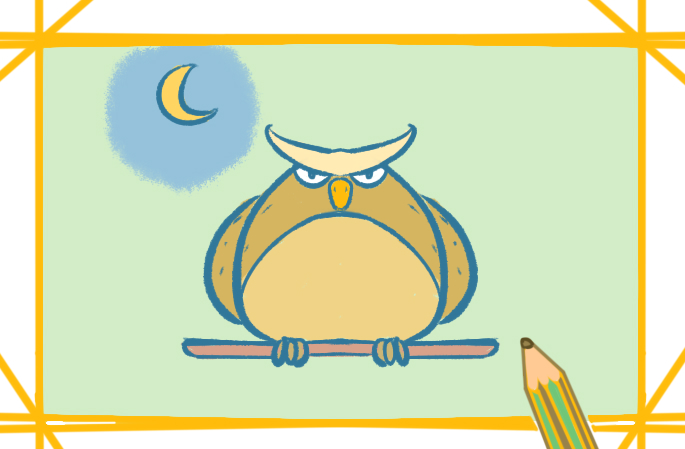 胖胖的猫头鹰上色简笔画要怎么画
