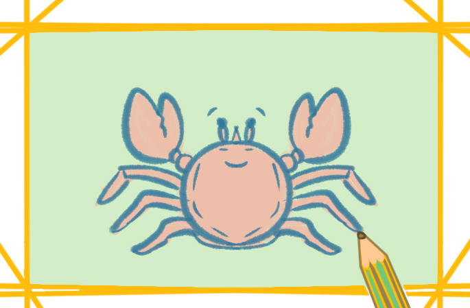 漂亮的大螃蟹上色简笔画图片教程