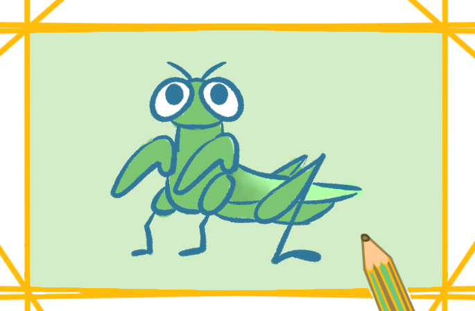 碧绿的螳螂上色简笔画要怎么画
