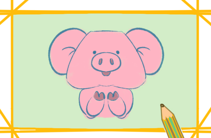 粉色小猪上色简笔画图片教程