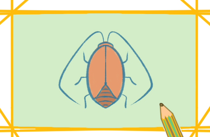 害虫蟑螂上色简笔画图片教程
