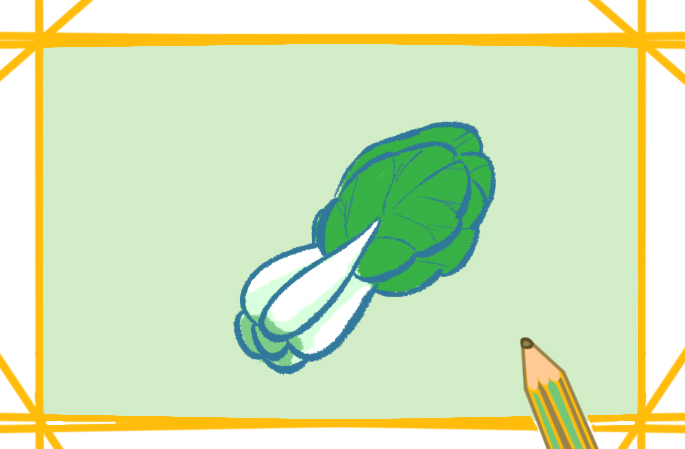 简单好看的白菜上色简笔画要怎么画