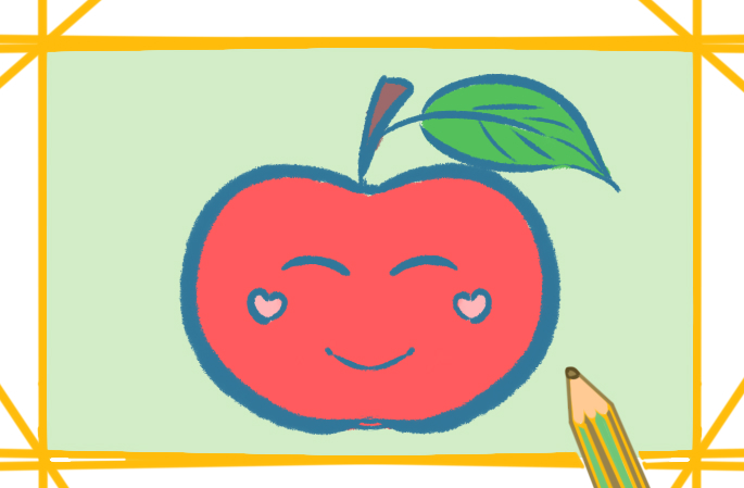 水果之红苹果上色简笔画图片教程