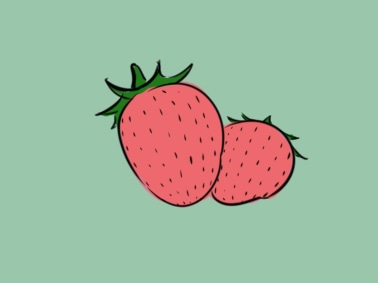 两个大草莓上色简笔画图片教程