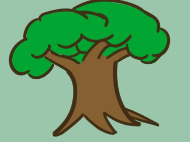 超简单的树上色简笔画要怎么画