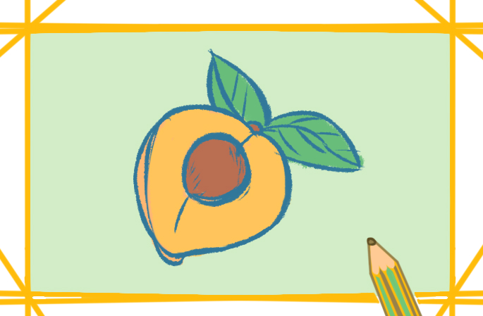 水果黄桃上色简笔画图片教程