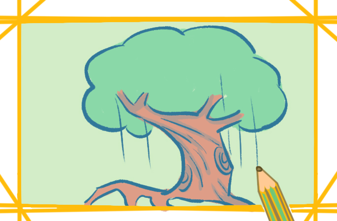巨大的榕树上色简笔画要怎么画