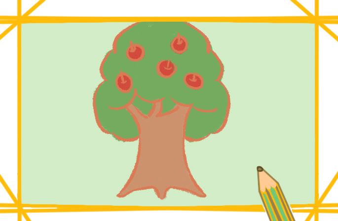 好看容易的苹果树上色简笔画要怎么画