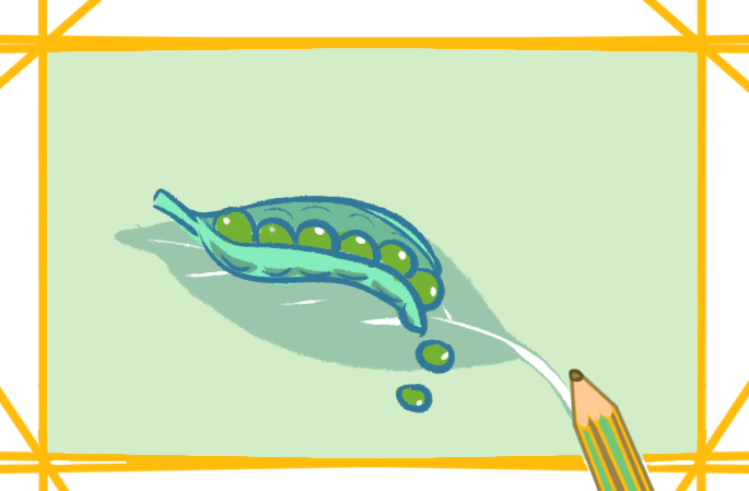碧绿的豌豆上色简笔画图片教程