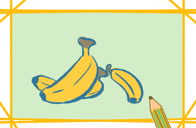 金黄色的香蕉上色简笔画图片教程