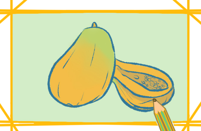 硕大的木瓜简笔画图片教程步骤