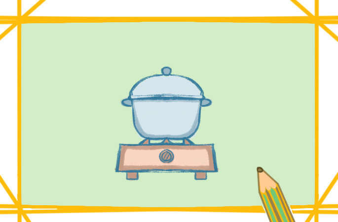 厨房用具之大锅上色简笔画要怎么画