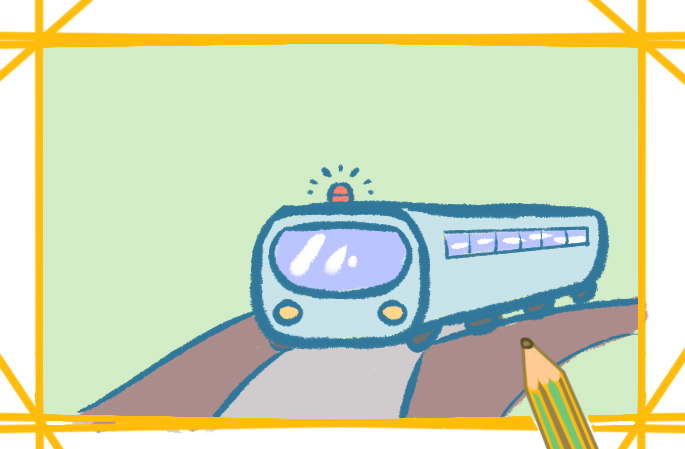 交通运输之火车高铁上色简笔画图片教程