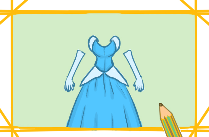 灰姑娘的公主裙上色简笔画要怎么画