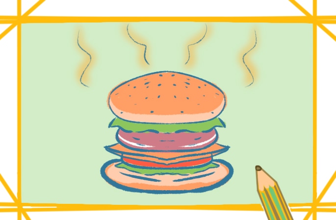 简单好看的汉堡简笔画图片怎么画