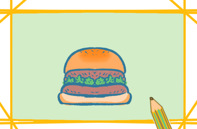 好吃的牛肉汉堡上色简笔画要怎么画