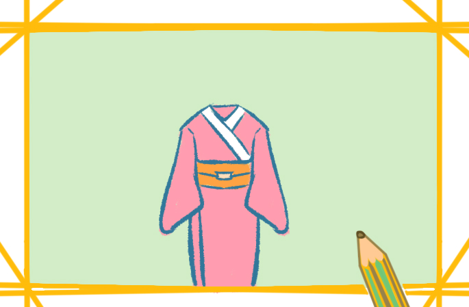 粉色的和服简笔画怎么画